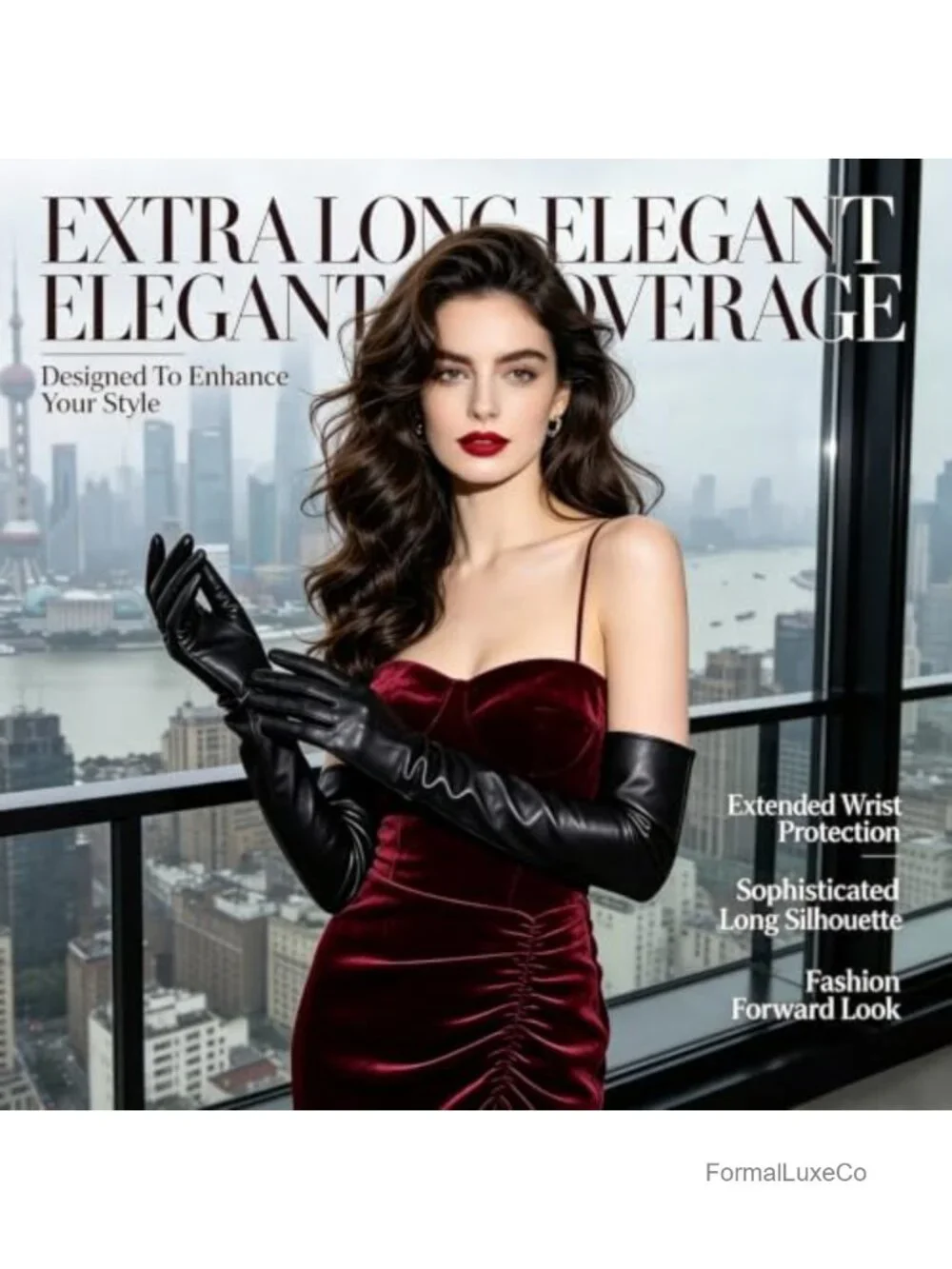 Faux Leather Opera Gloves for Prom Party Cosplay Wedding